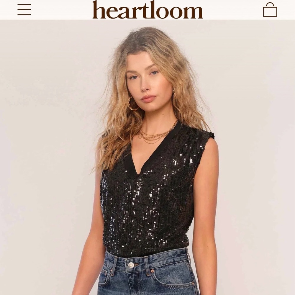 Heartloom Farrah Black, Soft Sequin Bodysuit. Stunning! Sparkly! Easy to wear!